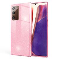 NALIA Glitzer Handy Hülle für Samsung Galaxy Note 20, Strass Diamant Back Cover Pink