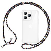 NALIA Clear Necklace Cover with Band compatible with iPhone 15 Pro Max Case, Transparent Anti-Yellow Backcover & Adjustable Holder Strap, Hardcase & Reinforced Silicone Frame Bl...