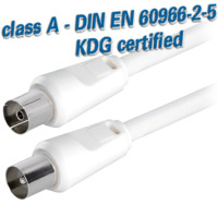 Verbindungskabel IEC-Stecker gerade - IEC Buchse gerade 5,0 m, entspricht der Norm Klasse A+ nach DI
