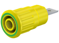 4 mm Buchse, Flachsteckanschluss, Einbau-Ø 12.2 mm, CAT III/CAT IV, gelb/grün, 4