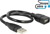 Delock USB kábel USB 2.0 USB-A dugó, USB-A alj 0.35 m Fekete Hajlékony hattyúnyak kábel 83498