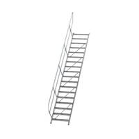 Treppe 45° Stufenbreite 800 mm, 18 Stufen, Aluminium geriffelt