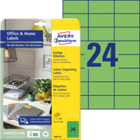 Farbige Etiketten, Home Office, Kleinpackung, A4, 70 x 37 mm, 10 Bogen/240 Etiketten, grün