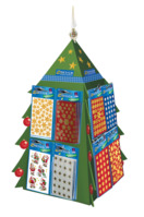 Sticker Thekensäule, 16 Designs á 10 Pack auf Thekendrehsäule Weihnachtsbaum, diverse Materialien, Sterne, farbig sortiert
