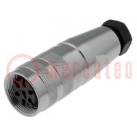 Connector: M16; plug; female; soldering; for cable; PIN: 7; 5A; 300V