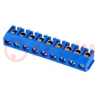 PCB terminal block; angled 90°; 5mm; ways: 9; on PCBs; 1.5mm2; blue