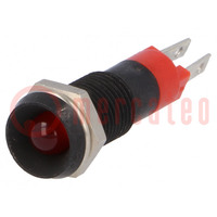Spia: LED; concava; rosso; 24÷28VDC; Ø8,2mm; IP67; metallo; ØLED: 5mm