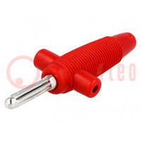 Plug; 4mm banana; 30A; 60VDC; red; 3mΩ; 2.5mm2; on cable; 60.5mm