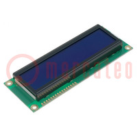 Display: LCD; alphanumerisch; STN Negative; 16x2; blau; LED; PIN: 16