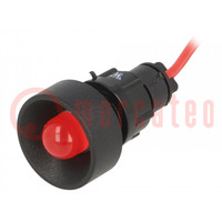 Lámpara indicadora: LED; cóncava; rojo; 230VDC; 230VAC; Ø13mm; IP40