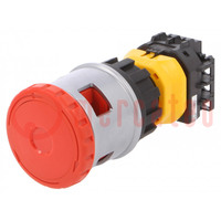 Switch: emergency stop; 30mm; Stabl.pos: 2; NC + NO; red; IP65; XN