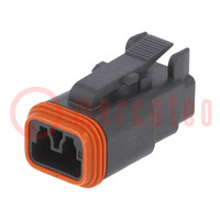 Connector: wire-wire; plug; female; DT; for cable; PIN: 2; black