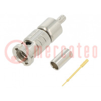 Connector: Micro BNC; plug; male; straight; 75Ω; soldering,crimped