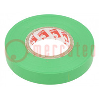 Tape: electrical insulating; W: 12mm; L: 25m; Thk: 130um; green; 180%