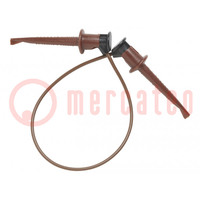 Test lead; 60VDC; 30VAC; 5A; clip-on hook probe,both sides; brown