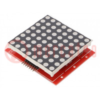 Display: LED; 8x8; 47x32x12mm; 5VDC; IC: 74HC595; Display: Matrize