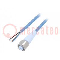 Connection lead; M12; PIN: 4; straight; 10m; plug; 250VAC; -40÷105°C