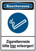 Kombischild - Rauchen erlaubt, Weiß/Blau, 37.1 x 26.2 cm, Kunststoff, Seton