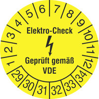 Prüfplakette, Geprüft gemäß BetrSichV , 3 cm Version: 29-34 - Elektro-Check 29-34