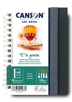 CANSON - PROFESSIONAL BOOK - PAPIER DESSIN BLANC - GRAIN FIN - 180G/M² - CARNET SPIRALÉ - A5-14 -8X21CM - BLANC NATUREL - 50 FEU