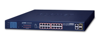 PLANET 16-Port 10/100TX 802.3at combo PoE Switch 2-Port Gigabit TP/SFP, with LCD PoE Monitor, 300 Watts