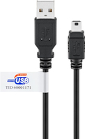 Goobay 93902 USB kábel 1,8 M USB 2.0 Mini-USB B USB A Fekete