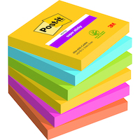 Karteczki samoprzylepne Post-it® Super Sticky, CARNIVAL, 76x76mm, 6x90 kart.