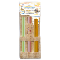 Colour: Knitting Pins: Double-Ended: 3 Sets of 5 in Jute Case: Assorted Sizes