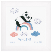 Counted Cross Stitch Kit: Birth Record: Panda on Rainbow