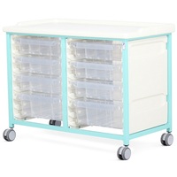 Steel Low Level Double Column Tray Trolley - 6 Small and 2 Deep Drawers