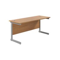 Jemini Single Rectangular Desk 1600x600mm Nova Oak/Silver KF800660