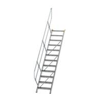 Treppe 45° Stufenbreite 600 mm, 12 Stufen, Aluminium geriffelt