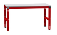 ESD-Arbeitstisch MULTIPLAN Standard Grundtisch mit Kautschukplatte, BxTxH = 1500 x 600 x 760-870 mm | LMK3043.3003