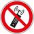 Znak zakazu, foliowy „Zakaz korzystania z telefonów komórkowych”, średnica 200mm