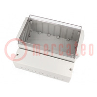 Enclosure: wall mounting; X: 213mm; Y: 185mm; Z: 104.5mm; ABS; grey
