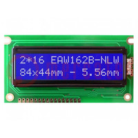 Display: LCD; alfanumeriek; STN Negative; 16x2; blauw; 84x44mm; LED