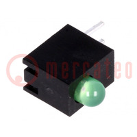 LED; en carcasa; verde; 3mm; Nr diodos: 1; 20mA; 80°; 1,6÷2,6V