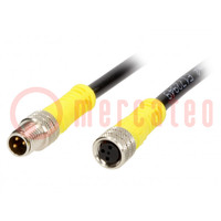 Cable: for sensors/automation; M8-M8; male; female; PIN: 3; plug