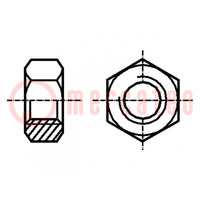 Nut; hexagonal; UNC 1/4-20; steel; Plating: zinc; H: 13mm; 22mm