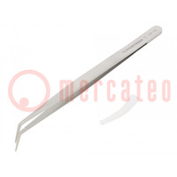 Tweezers; 150mm; Blades: curved; Blade tip shape: flat