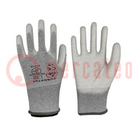 Guantes protectores; ESD; XL; gris; <10MΩ