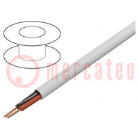 Wire; 2x16AWG; unshielded; 500m; Cu; stranded; white; CPR: Eca