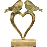 Herz mit Vogel Aurum - Holz/Alu - 24x5x27,5 cm