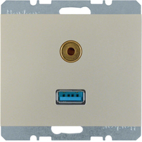 Berker 3315397004 toma de corriente USB A + 3.5mm Acero inoxidable