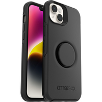 OtterBox Otter+Pop Case voor iPhone 14 Plus, Schokbestendig, Valbestendig, Beschermhoes met PopSockets PopGrip, 3x getest volgens militaire standaard, Antimicrobieel, Zwart