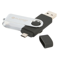 Platinet PMFB16B USB flash meghajtó 16 GB USB Type-A / Micro-USB 2.0 Fekete