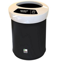 EcoAce Open Top Recycling Bin - 52 Litre - Black - General Waste - White Lid