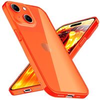 Hülle Neon Klar für iPhone 15 Plus Bunt Leuchtend Silikon Handyhülle Schutz Case Orange