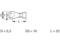 Isolierter Ringkabelschuh, 4,0-6,0 mm², AWG 12 bis 10, 5.3 mm, M5, gelb
