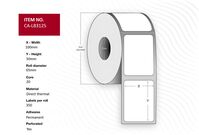 Direct Thermal Label 100x50, Core 20, Diameter 65 mm. Permanent. 350 labels per roll. 50 rolls per box. Printer Labels